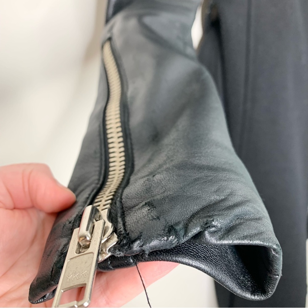 Mackage Women's Dale Wool Trench Coat Asymmetrical Leather Sleeves Size XXS - Picture 13 of 16